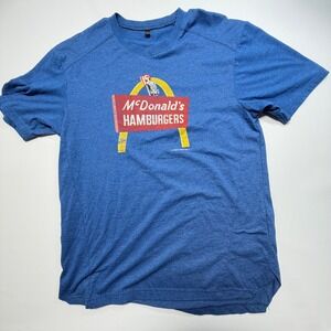 McDonald's Retro Hamburgers Tee Blue Heather Men's Medium Vintage-Style Graphic